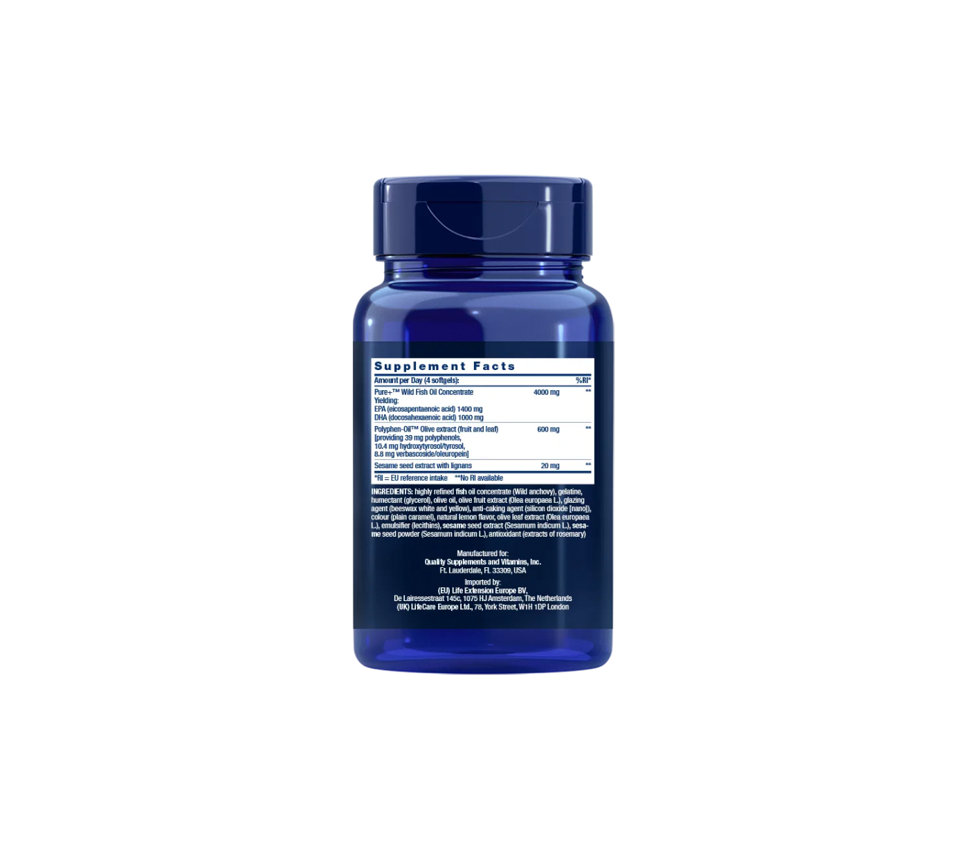 120 softgels of Super Omega-3 EPA/DHA with Sesame Lignans & Olive Extract, heart, brain, anti-inflammatory, details